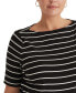 ფოტო #3 პროდუქტის Plus Size Striped Cotton Boatneck T-Shirt