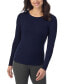 ფოტო #1 პროდუქტის Women's Ribbed Crewneck Long-Sleeve Top