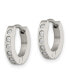 Stainless Steel Brushed and Polished CZ Hinged Hoop Earrings