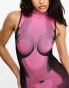 LAPP seamless body art mini dress in pink and black