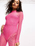 Collective the Label Petite exclusive fitted stretch lace jumpsuit in bright pink