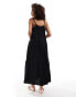 Brave Soul strappy smock midi dress in black