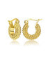 ფოტო #3 პროდუქტის Exquisite Mini Huggee 14K Gold-Plated Bead Hoop Earrings