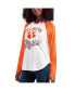 ფოტო #1 პროდუქტის Women's White, Orange Clemson Tigers From the Sideline Raglan Long Sleeve Hoodie T-shirt