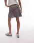 Topshop crinkle satin lace patchwork mini skirt in charcoal Черный, 36 - фото #5