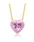 Teens/Young Adults 14k Gold Plated with Pink Morganite Cubic Zirconia Pink Enamel Heart Dainty Pendant
