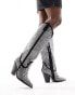 Azalea Wang Perimeter embellished western boot in silver