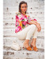 ფოტო #5 პროდუქტის Women's Floral Off The Shoulder Bubble Sleeve Tie Front Blouse