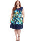 ფოტო #1 პროდუქტის Plus Size Split-Neck Floral-Print Fit & Flare Dress