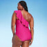Фото #3 товара Women's Ruffle One Shoulder Full Coverage One Piece Swimsuit - Kona Sol