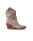 Фото #5 товара Women's Beige Leather Western Boots With Silver Splashes, Calf By