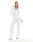 Фото #2 товара Vila Bridal sequin wide leg trouser co-ord in white