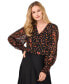 Фото #4 товара Women's Floral Print Foil Dot Blouson-Sleeve Blouse