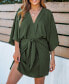 Фото #3 товара Women's Light Brown V-Neck Kimono Sleeve Mini Beach Dress