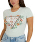 Women's Triangle Floral Logo Embellished T-Shirt