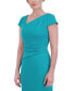 Фото #5 товара Women's Asymmetric-Neck Embellished-Shoulder Dress