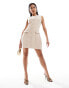 Фото #1 товара Kaiia tailored pocket detail button through sleeveless mini dress in stone