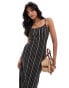 Фото #4 товара ASOS DESIGN striped strappy maxi dress with back detail in black