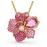 Swarovski Damen Halskette Florere Anhänger und Brosche Pavé, Blume, Rosa, Goldlegierungsschicht 5652068