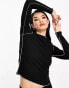 Фото #1 товара Vero Moda ribbed long sleeve top in black with contrast seam detail