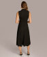 ფოტო #2 პროდუქტის Women's Mock-Neck Faux-Leather-Trim Dress