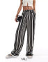 Фото #2 товара ONLY Tall wide leg trouser in black and white stripe