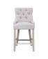 Фото #24 товара 24" Linen Tufted Buttons Upholstered Wingback Counter Stool (Set of 3)