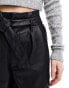 Miss Selfridge faux leather belted short in black Черный, 38 - фото #4