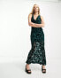 Фото #8 товара Sisters Of The Tribe cowl front maxi dress with open back in green burnout velvet