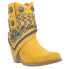 Dingo Bandida Paisley Studded Round Toe Cowboy Booties Womens Yellow Casual Boot