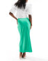 ASOS DESIGN satin bias midi skirt in green