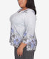 Plus Size Worth Avenue Women's Beaded Split Neck Floral Shimmer Top