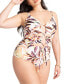 Фото #1 товара Plus Size Angled Lace-Up Detail One Piece - Aurora