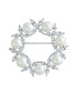 ფოტო #1 პროდუქტის Elegant Bridal Holiday Marquise CZ Cubic Zirconia Round 8MM White Simulated Pearl Wreath Circle Scarf Brooch Pin For Women Wedding