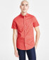 Men's Short Sleeve Button-Front Geometric Print Shirt