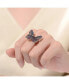 Фото #2 товара Sterling Silver with Black and Rose Gold Plated Multi Color Cubic Zirconia Butterfly Ring