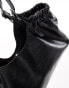 ASOS DESIGN buckle detail ruched tote bag in black