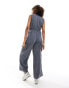 Фото #2 товара Pimkie sleeveless cut out wide leg utility jumpsuit in charcoal grey