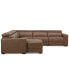 Фото #6 товара Nevio 124" 5-Pc. Leather Sectional with 1 Power Recliner, Headrests and Chaise, Created For Macy's