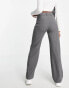 Pull&Bear high waisted seam front tailored straight leg trouser in grey