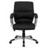 Mid-Back Black Leather Contemporary Swivel Manager'S Chair With Arms