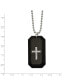 Solid Carbon Fiber CZ Cross Dog Tag Ball Chain Necklace