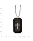 ფოტო #2 პროდუქტის Solid Carbon Fiber CZ Cross Dog Tag Ball Chain Necklace