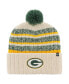 ფოტო #1 პროდუქტის Men's Cream Green Bay Packers Tavern Cuffed Knit Hat with Pom