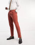 Фото #1 товара Harry Brown Wedding wool mix slim fit cropped trousers with elasticated waistband in rust