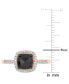 ფოტო #5 პროდუქტის Black Diamond (7/8 ct. t.w.) & White Diamond (1/10 ct. t.w.) Cushion Halo Engagement Ring in 14k Rose Gold