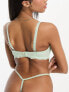 Фото #3 товара Ivory Rose all over lace tanga thong in sage green