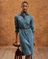 ფოტო #1 პროდუქტის Women's Belted Denim Shirt Dress, Regular & Petite