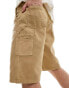 Фото #5 товара Brave Soul cotton twill worker carpenter shorts in stone