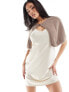 Фото #1 товара NA-KD fuzzy knit buttoned cape in beige